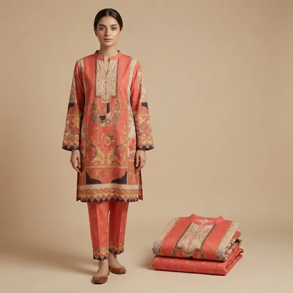 Coral_And_Beige_Premium_Japanese_Crepe_Co-Ord_Set_For_Women