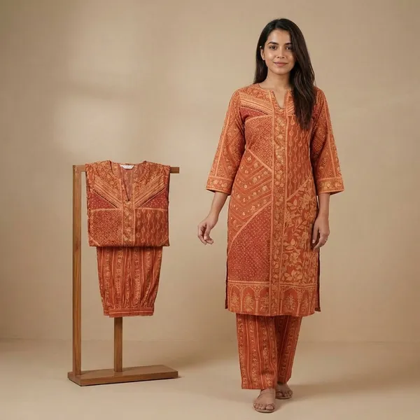 Orange_Premium_Imported_Rayon_Co-Ord_Set_For_Women