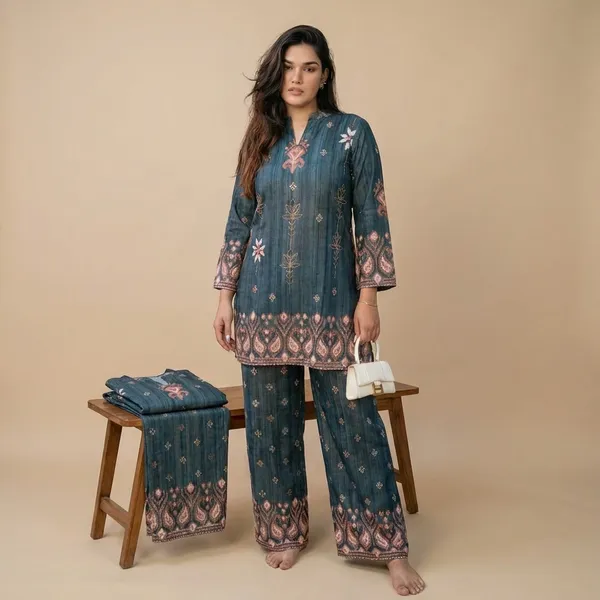 Teal_Blue_Premium_Japanese_Crepe_Co-Ord_Set_For_Women