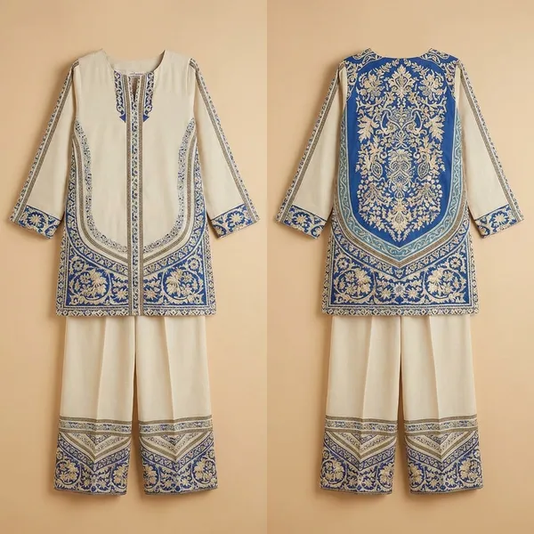 White_And_Blue_Premium_Imported_Rayon_Co-Ord_Set_For_Women