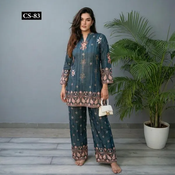 Teal_Blue_Premium_Japanese_Crepe_Co-Ord_Set_For_Women