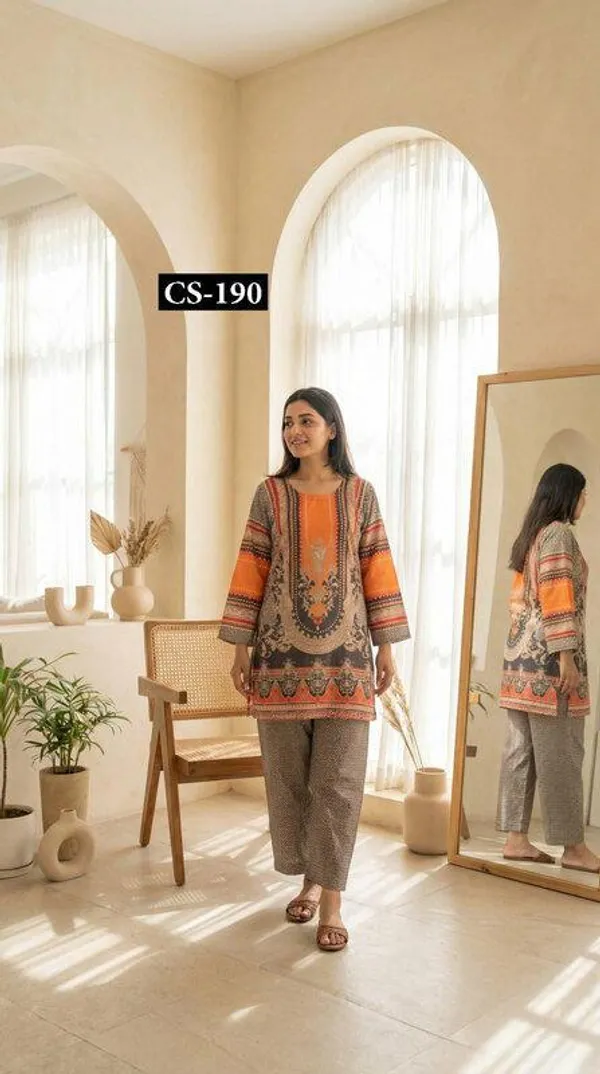 Orange_And_Beige_Premium_Imported_Rayon_Co-Ord_Set_For_Women