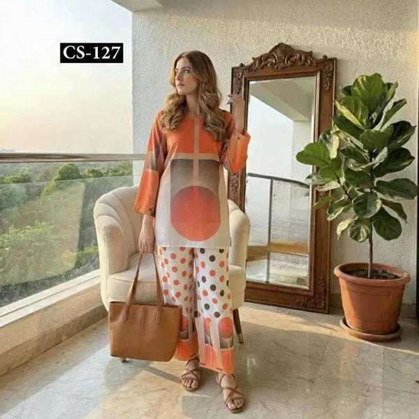 Orange_And_Beige_Premium_Imported_Rayon_Co-Ord_Set_For_Women