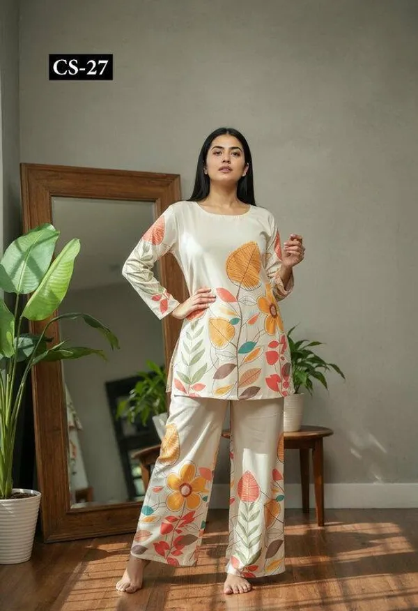Cream_With_Floral_Premium_Imported_Rayon_Co-Ord_Set_For_Women