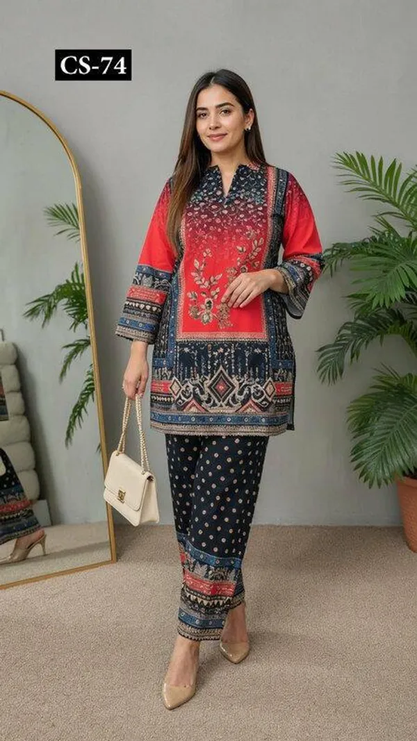 Red_And_Navy_Blue_Premium_Rayon_Co-Ord_Set_For_Women