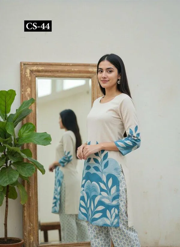 Beige_And_Blue_Leaf_Premium_Imported_Rayon_Co-Ord_Set_For_Women