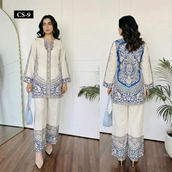 White_And_Blue_Premium_Imported_Rayon_Co-Ord_Set_For_Women