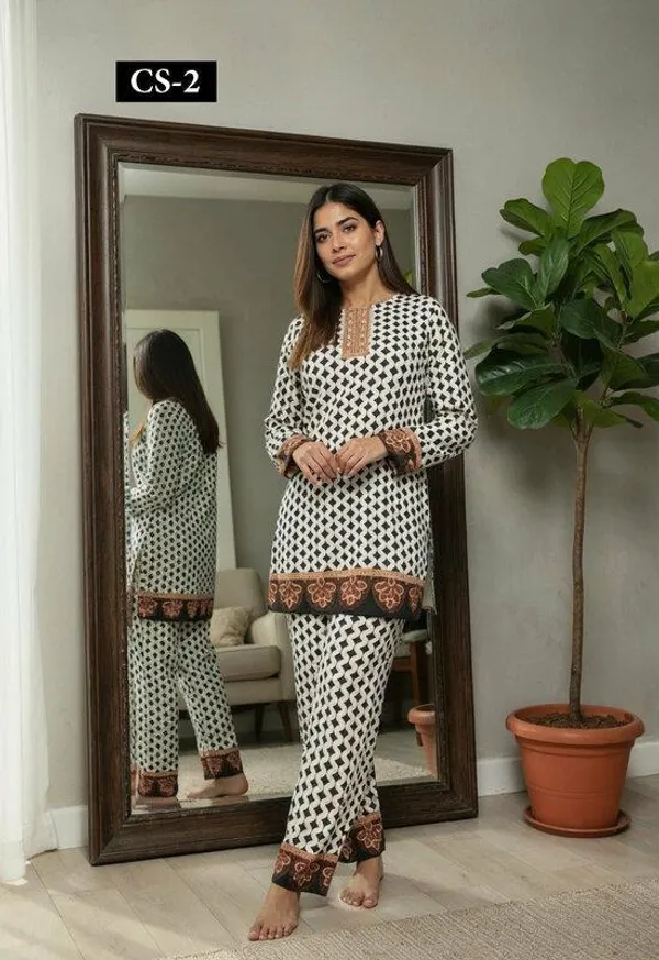 White_And_Black_Premium_Imported_Rayon_Co-Ord_Set_For_Women