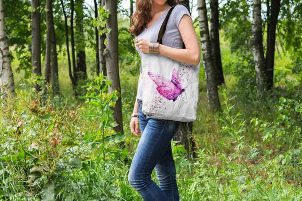 White_Watercolor_Butterfly_Canvas_Tote_Bag_With_Black_Handles