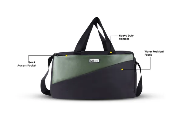 Black_Waterproof_Duffle_Gym_Bag_With_Quick_Access_Pocket_Black_And_Olive_Green