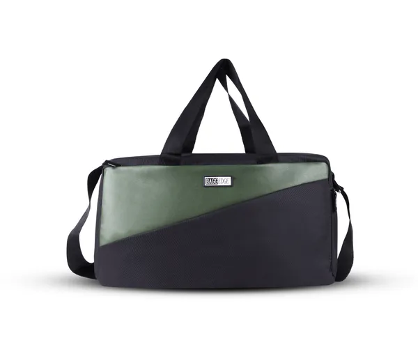 Black_Waterproof_Duffle_Gym_Bag_With_Quick_Access_Pocket_Black_And_Olive_Green