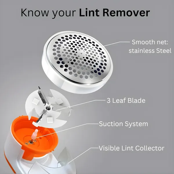 White_And_Orange_Plastic_Lint_Remover