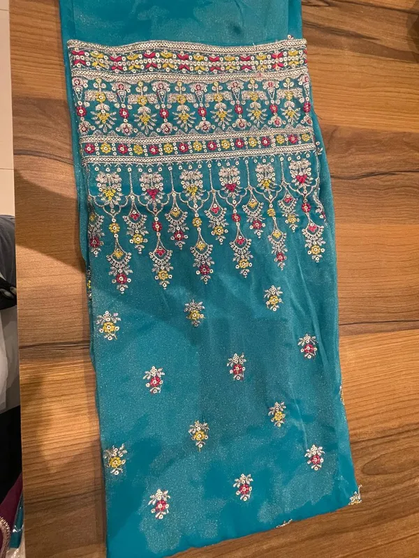 Blue_organza_tissue_silk_Churidar_For_Women