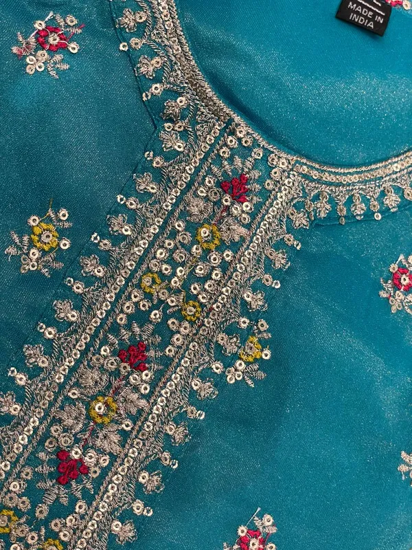 Blue_organza_tissue_silk_Churidar_For_Women