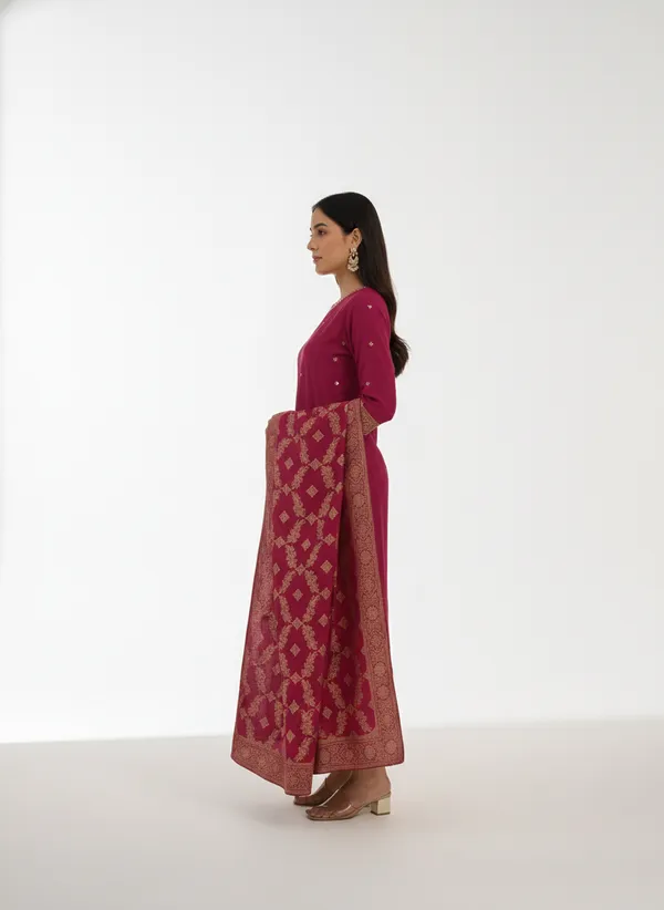 Pink_Vatican_Fabric_Kurta_Set_For_Women