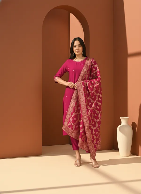 Pink_Vatican_Fabric_Kurta_Set_For_Women