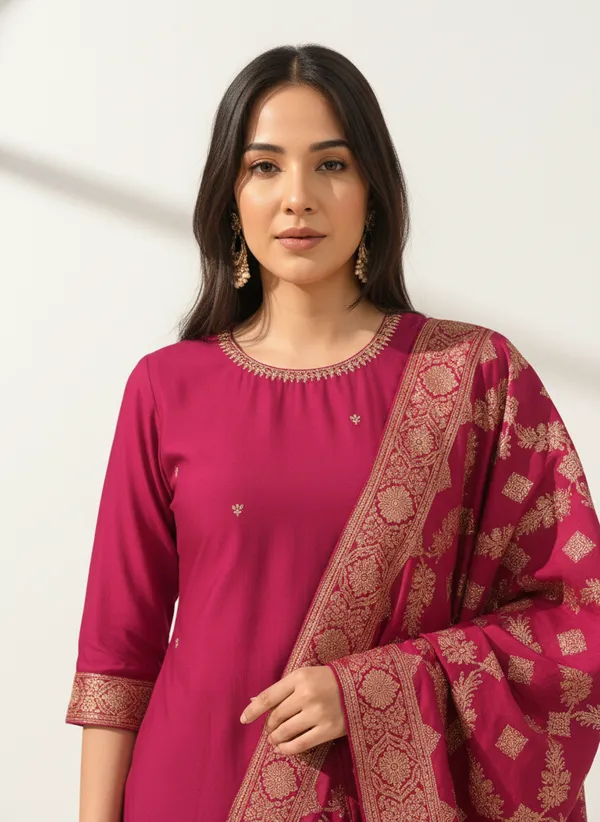 Pink_Vatican_Fabric_Kurta_Set_For_Women