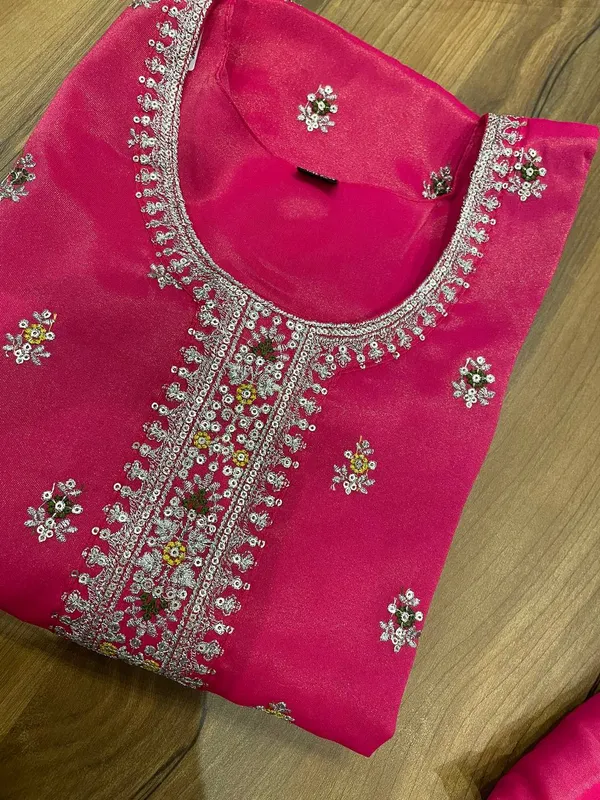 Pink_organza_tissue_silk_Churidar_For_Women