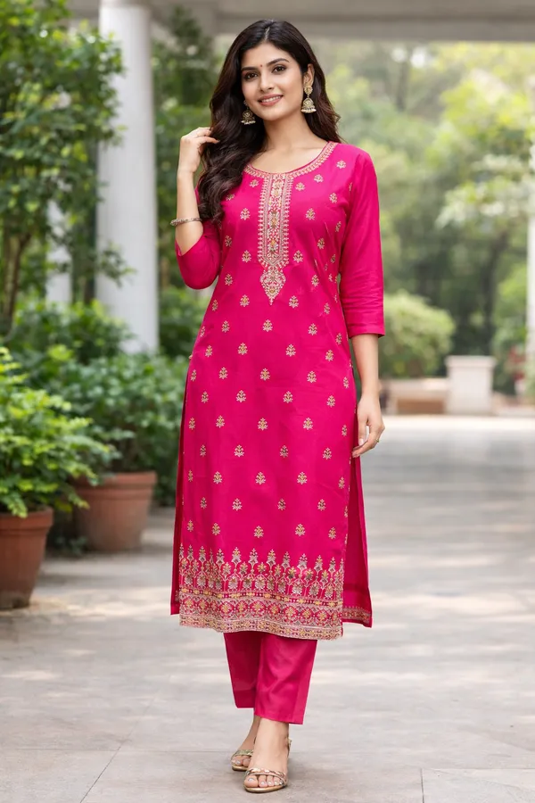 Pink_organza_tissue_silk_Churidar_For_Women