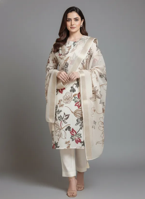 White_Vatican_Silk_Gold_Printed_Kurta_Set