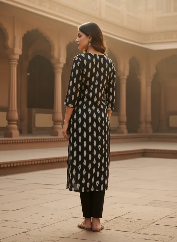 Balck_Cotton_Printed_Kurti_For_Women