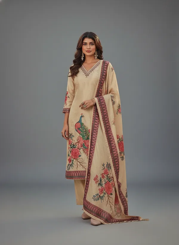 cream_Embroidered_Straight_Suit_with_printed_dupatta