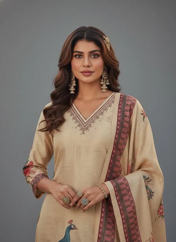 cream_Embroidered_Straight_Suit_with_printed_dupatta