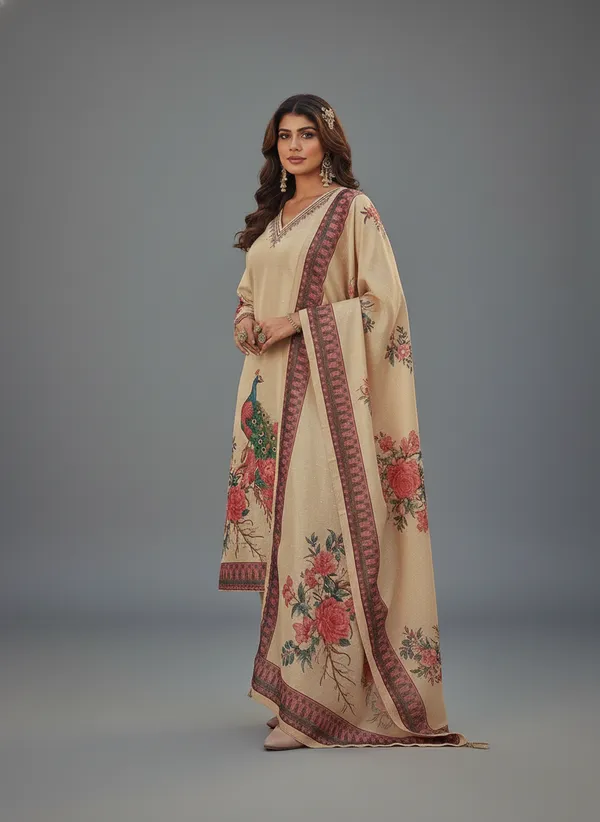 cream_Embroidered_Straight_Suit_with_printed_dupatta