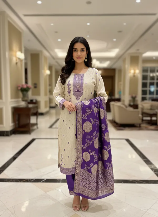 Off_White_&_Violet_Satin_Silk_Salwar_Suit_For_Women