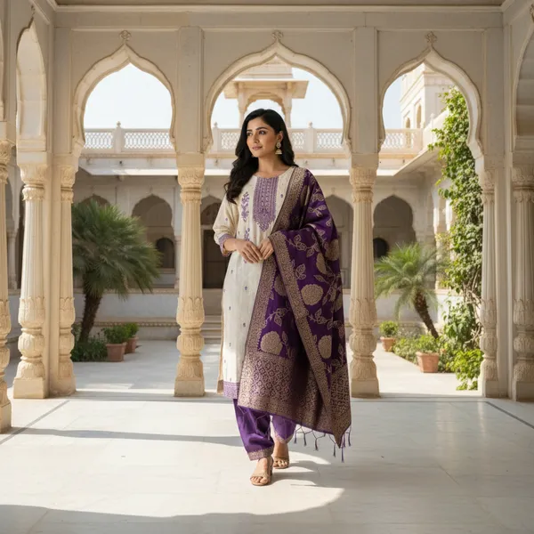 Off_White_&_Violet_Satin_Silk_Salwar_Suit_For_Women