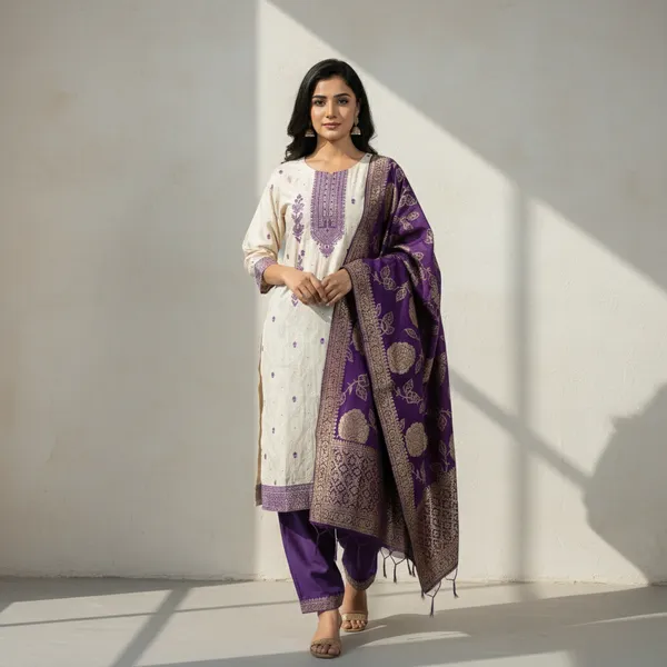 Off_White_&_Violet_Satin_Silk_Salwar_Suit_For_Women