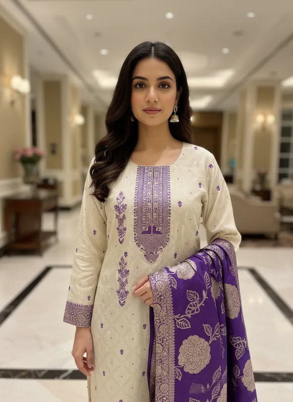 Off_White_&_Violet_Satin_Silk_Salwar_Suit_For_Women