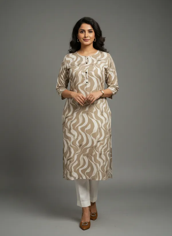 Cream_Cotton_Printed_single_Kurti_For_Women