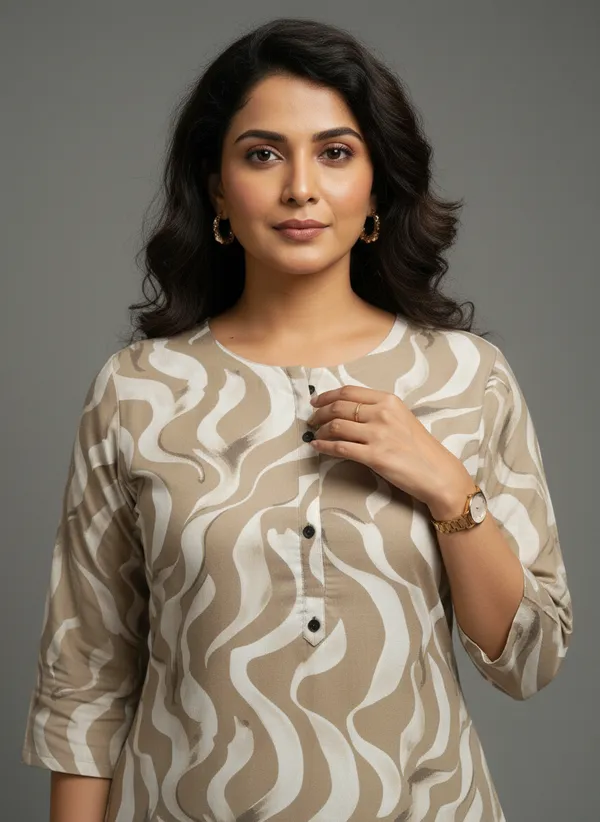 Cream_Cotton_Printed_single_Kurti_For_Women