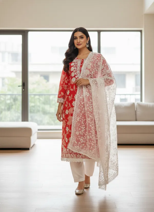 Red_Pure_Cotton_Salwar_Suit_For_Women