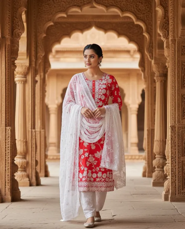 Red_Pure_Cotton_Salwar_Suit_For_Women