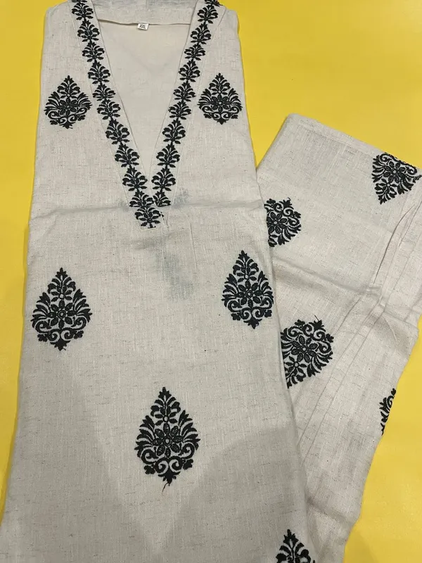 White_pure_cotton_Embroidered_3_piece_Straight_Suit