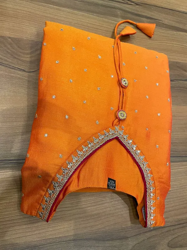 Orange_Silk_Salwar_Suit__With_Rani_Pink_Duppata_For_Women