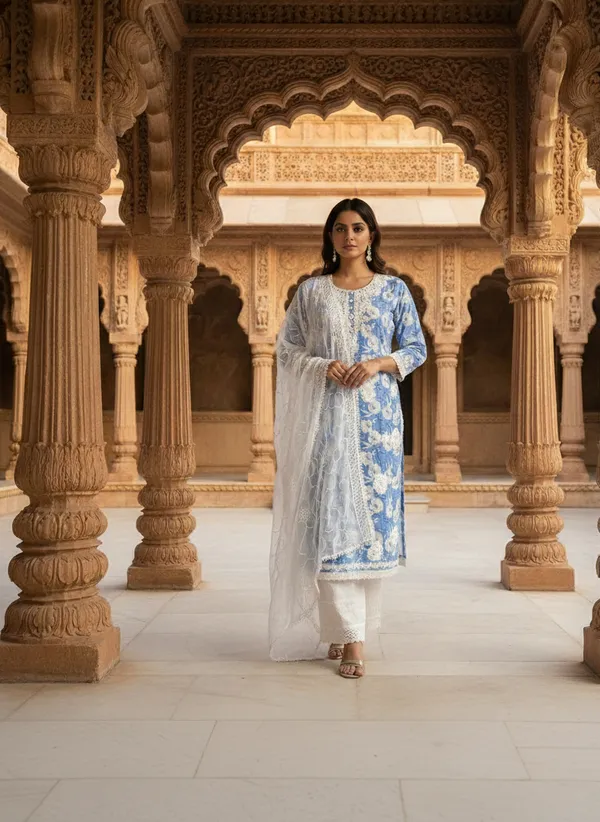 Sky_Blue_Embroidered_Pure_Cotton_Kurta_Set_For_Women