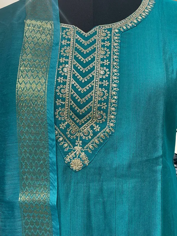 Teal_Green_cotton_silk_Kurta_Set_For_Women