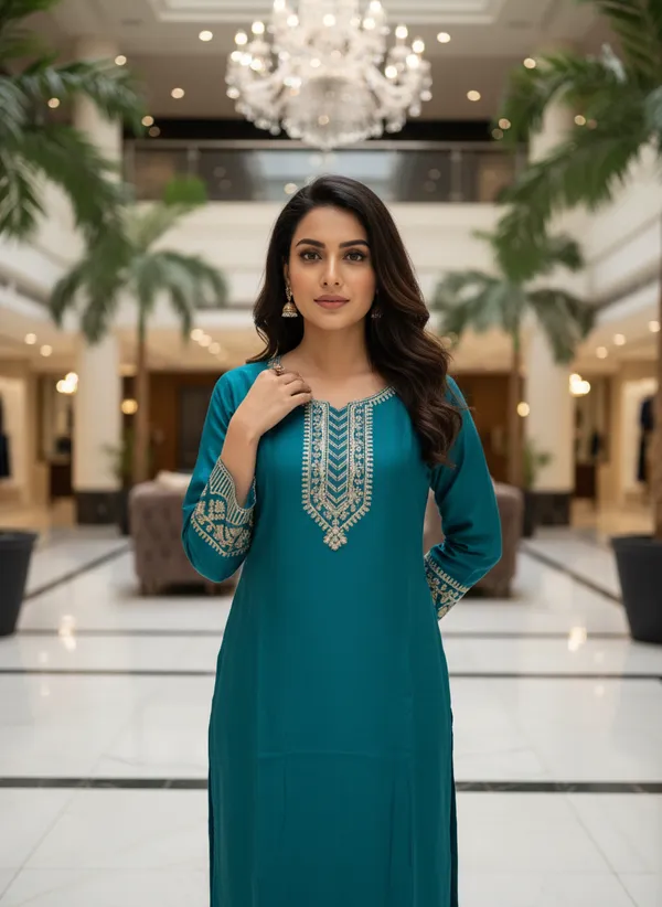 Teal_Green_cotton_silk_Kurta_Set_For_Women