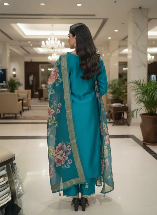 Teal_Green_cotton_silk_Kurta_Set_For_Women