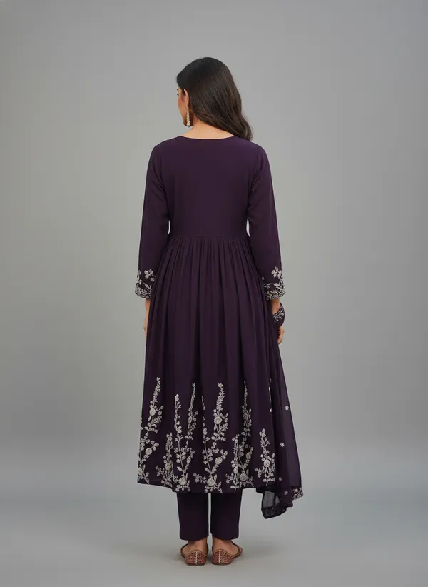 wine_Embroidered_Straight_Suit
