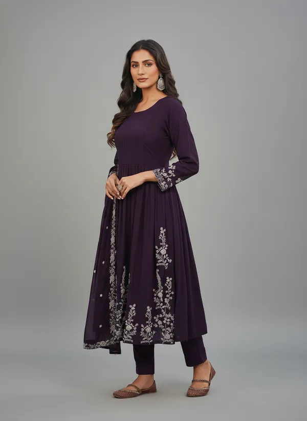 wine_Embroidered_Straight_Suit