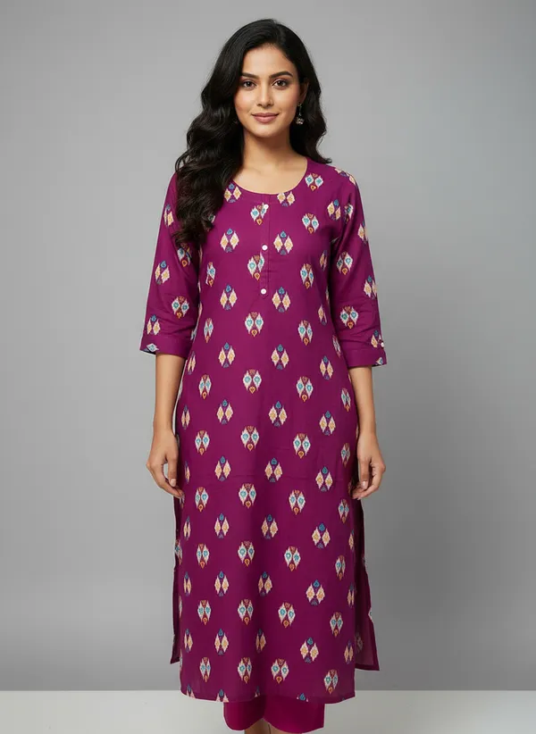 Purple_cotton_Printed_Single_Kurti_For_Women
