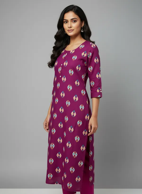 Purple_cotton_Printed_Single_Kurti_For_Women