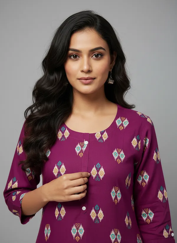 Purple_cotton_Printed_Single_Kurti_For_Women