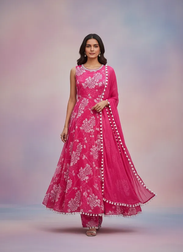 Pink_Georgette_Anarkali_Set_For_Women