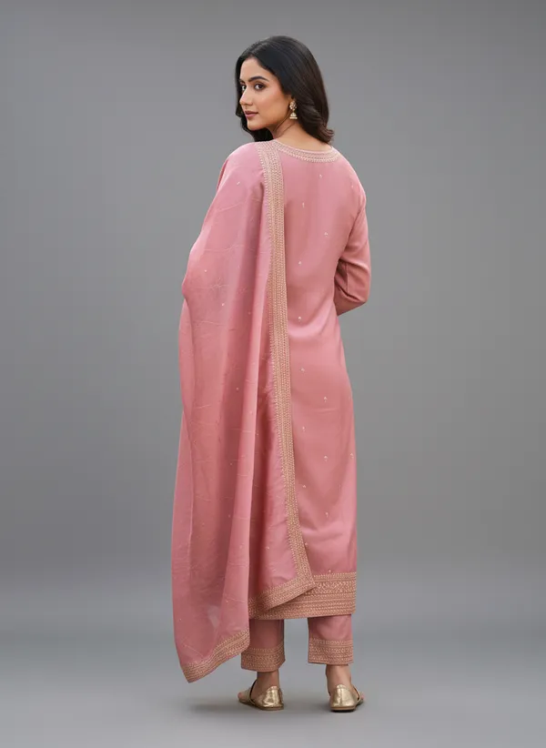 Pink_Silk_Churidar_Set_For_Women