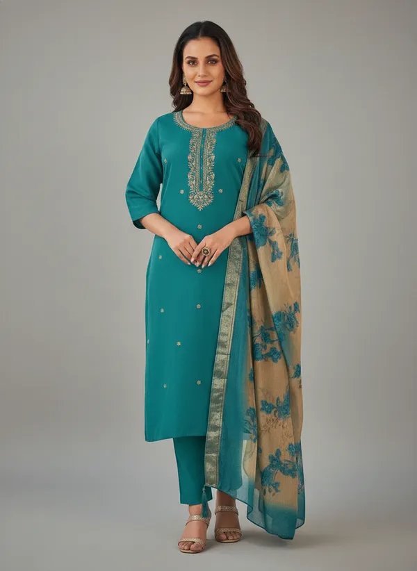 Dark_Teal_Embroidered_pure_cotton_Straight_Suit